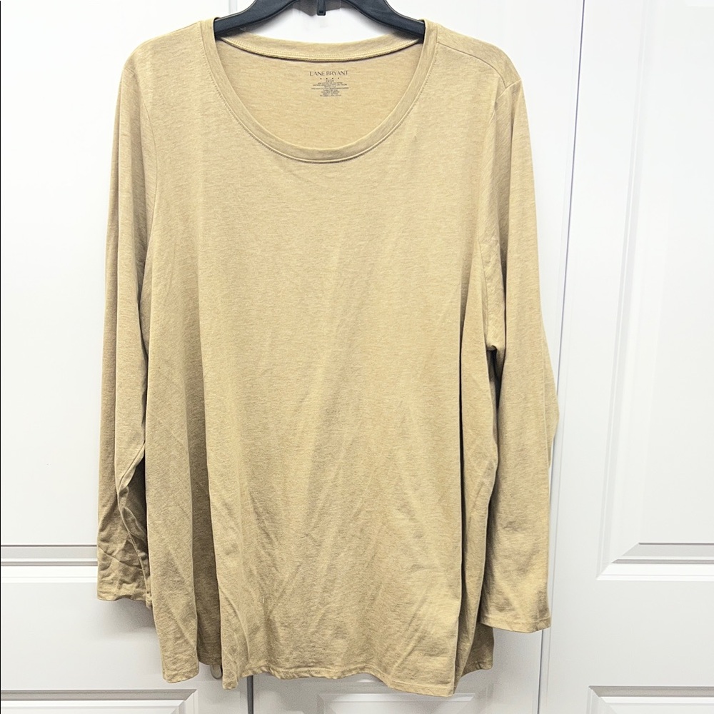 Lane Bryant Heathered Tan Long Sleeve Crewneck Tee 22/24